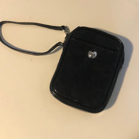 Coach Patent Leather Mini Wristlet in Black - Picture 1 of 5
